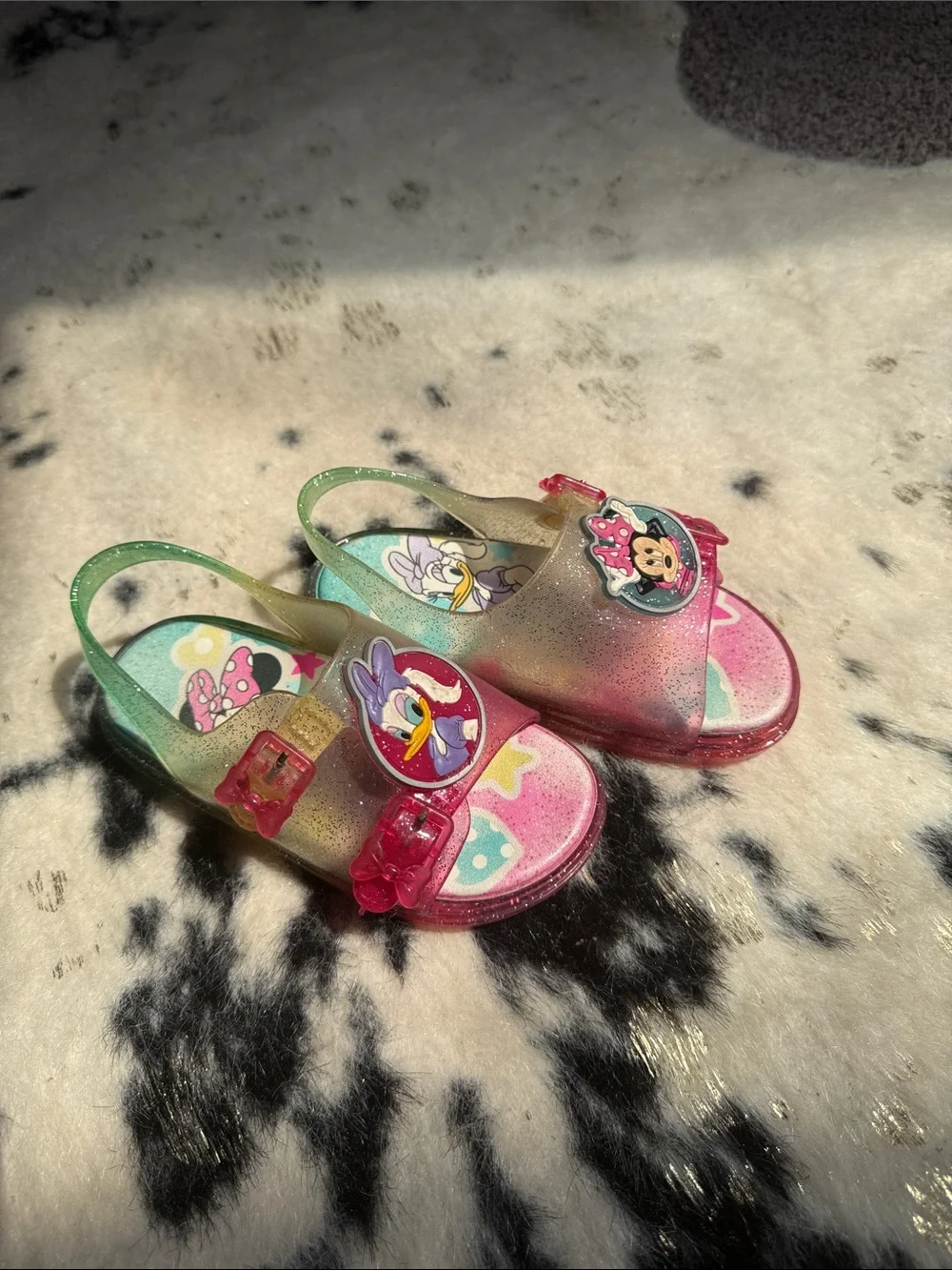 Kids Pink Gradient Minnie & Daisy Jelly Sandals
